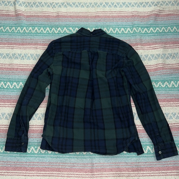 Gap blue and green plaid long-sleeved Modern Oxford button down shirt - Picture 2 of 2